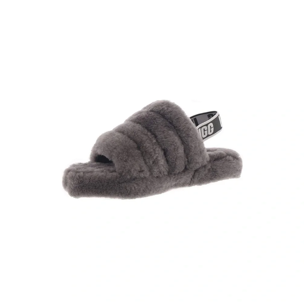 UGG | Fluf Yeah Slides Slippers In Charcoal Grey NEW Size 10 Toddler